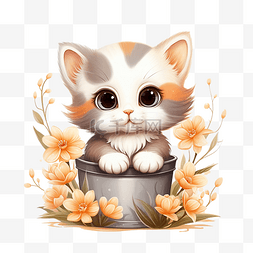 可爱盆栽小猫可爱猫咪花宠物可爱