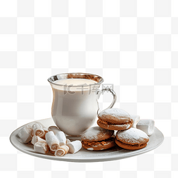一杯热咖啡图片_圣诞饼干