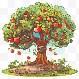 果园剪贴画卡通苹果树上有很多苹