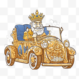 

汽车图片_戴着金王冠的愤怒国王驾驶着他的