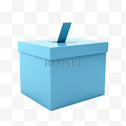 蓝色民主图片_3d 渲染蓝色投票箱隔离