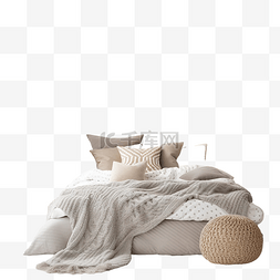 床房图片_卧室里有一张斯堪的纳维亚风格的