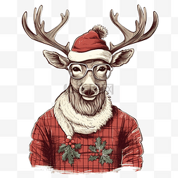 时髦圣诞贺卡与鹿和精灵