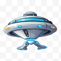 科幻宇宙飞船图片_ufo 外星飞船飞行孤立卡通插画风