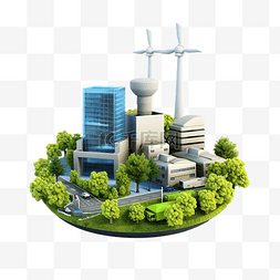 生态插图图片_核电站与工厂隔离免费电力可再生