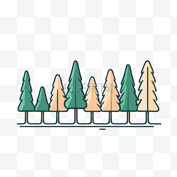 顶部背景图图片_一组冷杉树的矢量线图，顶部的树