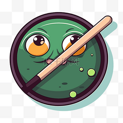 台球人物人物图片_卡通人物有一个带棍子的绿色碗 