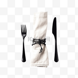 布摆台餐巾图片_带有夹子的餐巾，其形式为万圣节