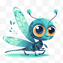 可爱昆虫插画图片_可愛的蜻蜓 向量
