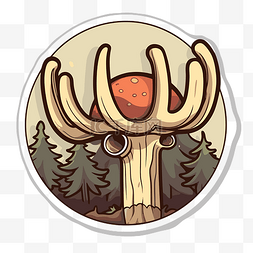 森林剪贴画中的蘑菇的卡通贴纸 