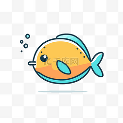 卡通可爱的鱼图标图像 向量