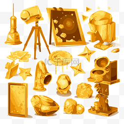 金色物体图片_矢量图卡通中的黄金剪贴画金色物
