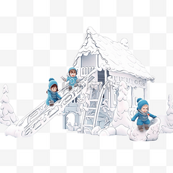 孩子上幼儿园图片_冬季公园冰雪覆盖的操场上，快乐