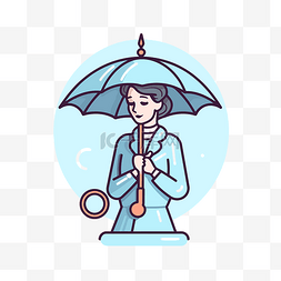 一个女人拿着带戒指的雨伞的插图