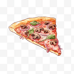 一片披萨，配黑橄榄火腿蘑菇和牛