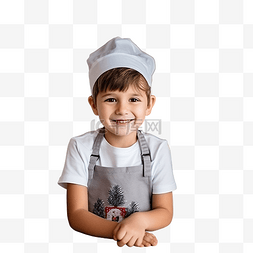 厨房照片图片_孩子在厨房里戴着圣诞帽