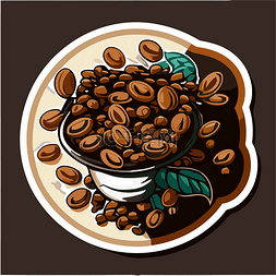 棕色咖啡豆背景图片_棕色背景剪贴画上的咖啡豆贴纸 