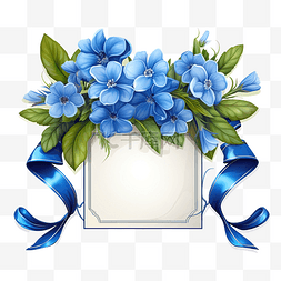 美丽花案图片_蓝色的花和可爱的横幅
