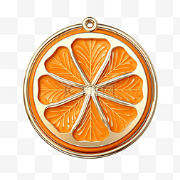 星星丝带橙色图片_橙色徽章