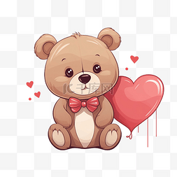 泰迪熊与心插画
