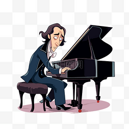 一个弹钢琴的人的肖邦剪贴画卡通