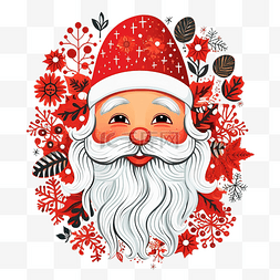 创意抽象人物插图图片_圣诞节涂鸦圣诞老人诺埃尔脸幼稚