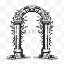 公墓拱门卷轴复古风格