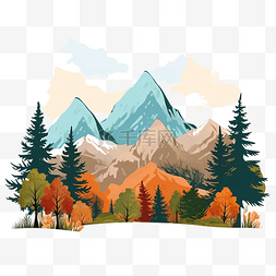 有山和树的背景