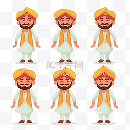 卡通印度头巾图片_帕格迪剪贴画卡通集印度男子戴着