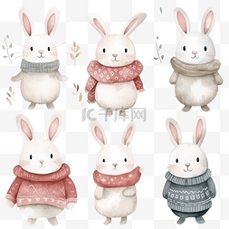 无缝模式与兔子围巾