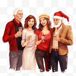 一起喝酒图片_欢快的大家庭在圣诞节庆祝活动上