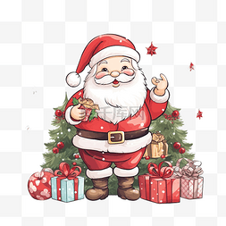 圣诞老人和卡片图片_圣诞邀请卡与圣诞老人和圣诞饰品
