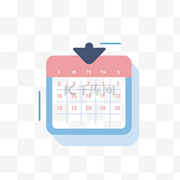 粉色和蓝色设计的平面日历图标 
