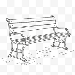 白色长凳图片_公共公园长椅轮廓图的草图 向量