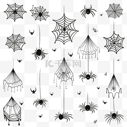 蜘蛛网和蜘蛛万圣节设置可怕的蜘