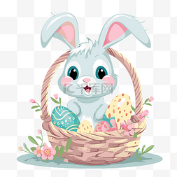 復活節兔子图片_复活节兔子篮子剪贴画可爱的卡通