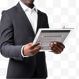 网上支付图标图片_手持平板电脑进行网上购物的男子