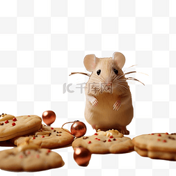 圣诞树食物图片_桌上有圣诞树装饰的可食用老鼠饼