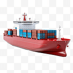 远洋运输中装有集装箱的货船隔离运输货运海运或海运概念 3d 插图或 3d 渲染