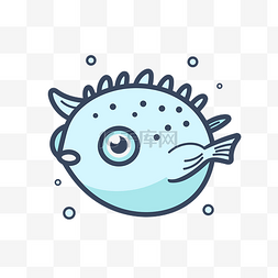 可爱的鱼呈蓝色，带有一些气泡 