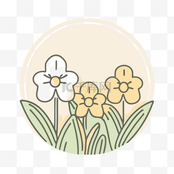 彩色花卉背景图片_春天的花朵圆形贴纸 向量