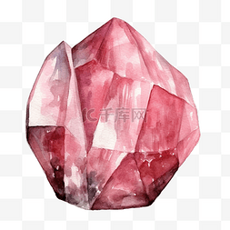 水晶蔷薇辉石的水彩插图