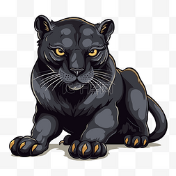 豹剪贴画可爱的黑豹坐在白色背景