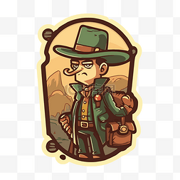 猎人帽子卡通图片_戴着帽子的年迈猎人的插图和帽子