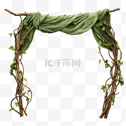 卫生为爱狂图片_为仙女编织的树枝拱门，上面有绿