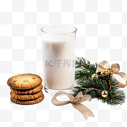 箭头-面包屑图片_空杯牛奶和面包屑饼干以及圣诞树