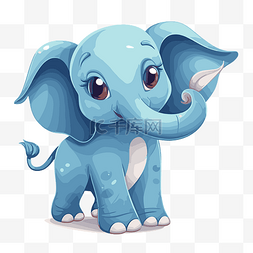 蓝色大象剪贴画可爱的小蓝色大象