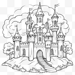 儿童着色书插图漂亮的万圣节城堡
