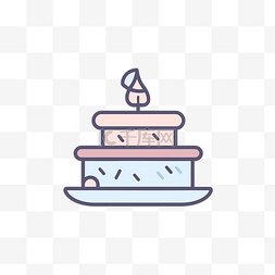 生日蛋糕图标线性插图 向量