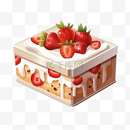 草莓蛋糕盒食物插画